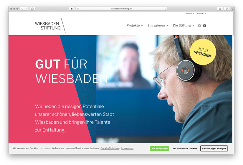 Webseite und Projektseiten für die Wiesbadenstiftung